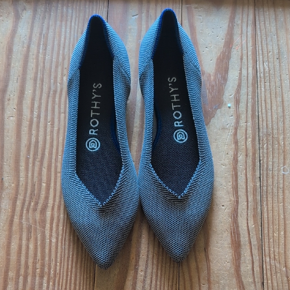 Rothy's Pointed-Toe Knit Flats in Heather Gray